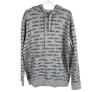 Eskimo Joe's All Over Print Hoodie Mens XL Gray Script Logo Pullover‎ NEW